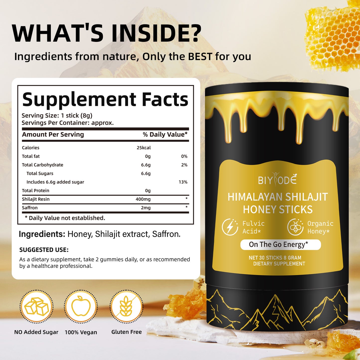 Natural Shilajit Honey Sticks